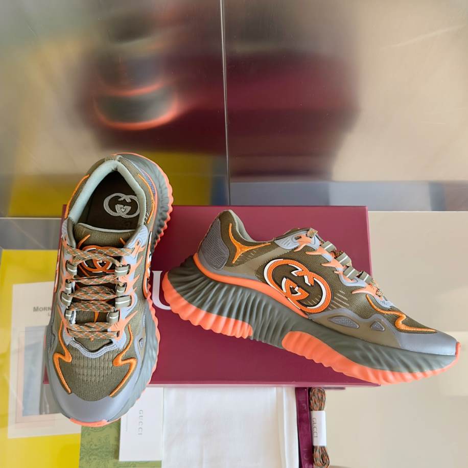 Gucci Brown Ripple Splash Fabric Sneakers - GCC200