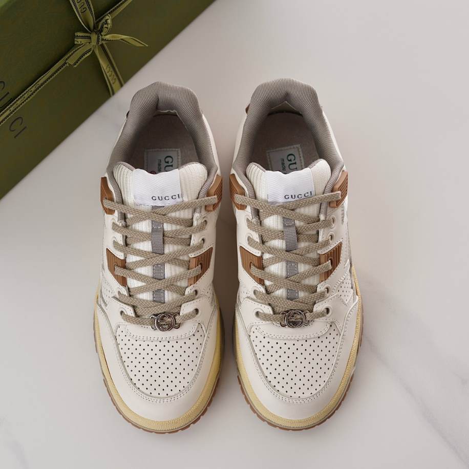 Gucci Breathable Casual Brown White Sneakers - GCC224