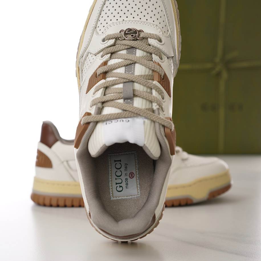 Gucci Breathable Casual Brown White Sneakers - GCC224