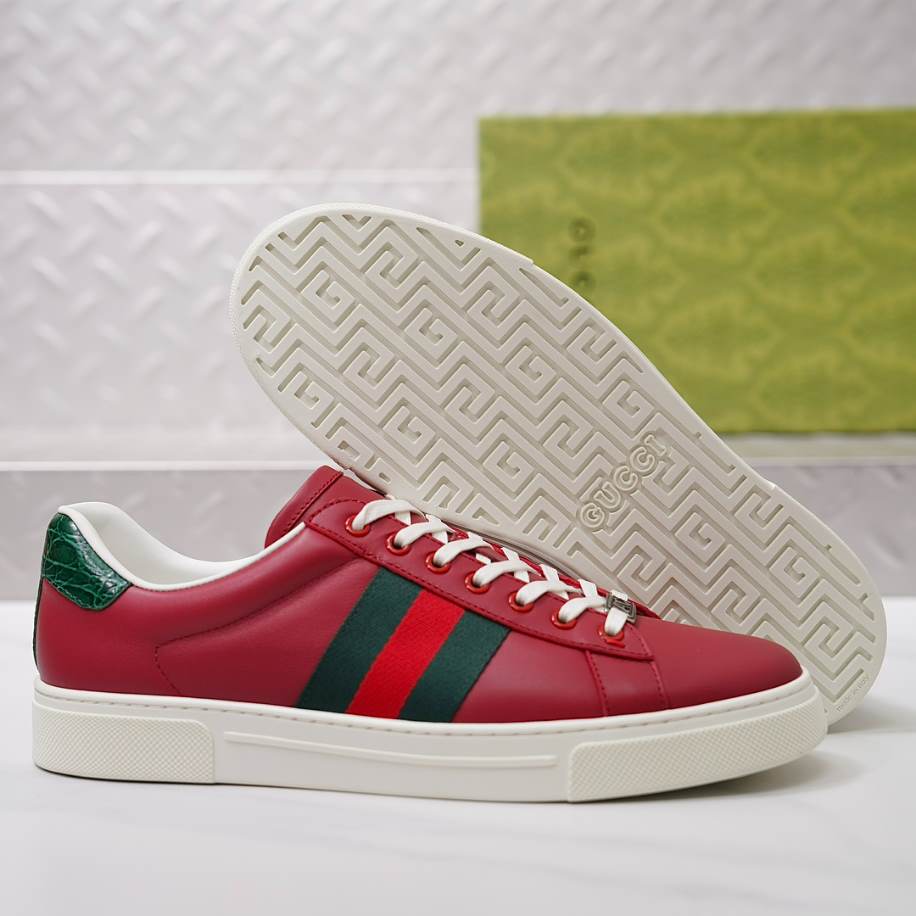 Gucci Ace Rosso Ancora Red Nylon Sneakers - GCC215