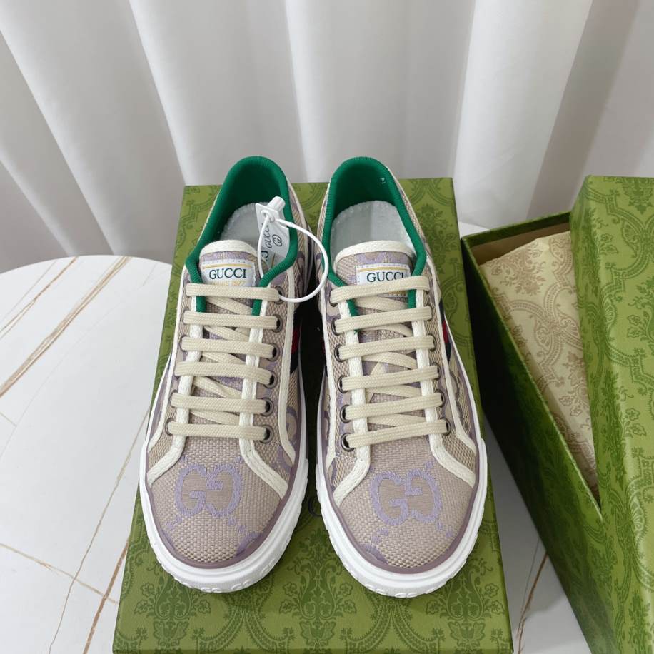 Gucci Beige Lilac Jumbo Tennis Sneakers - GCC226