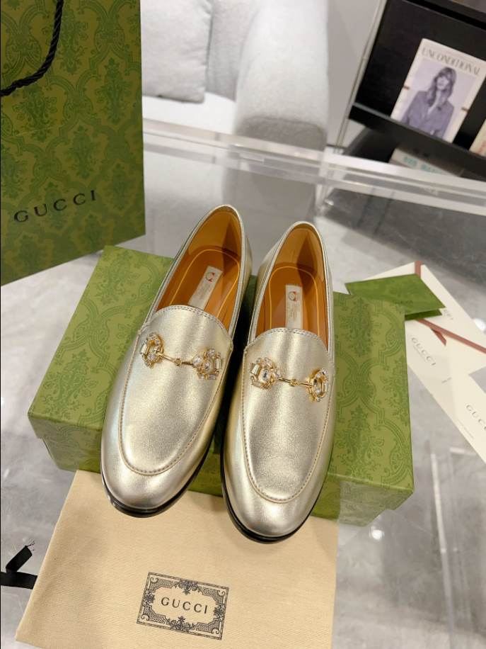 Gucci Jordaan Gold Leather Loafer - GL071