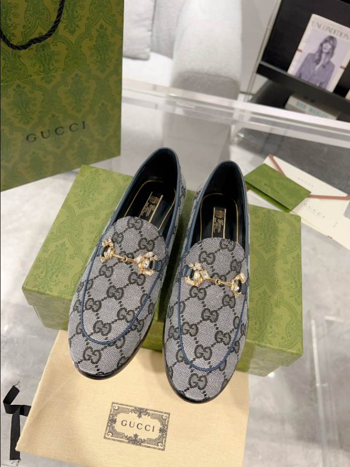 Gucci Jordaan GG Monogram White Black Loafer - GL065