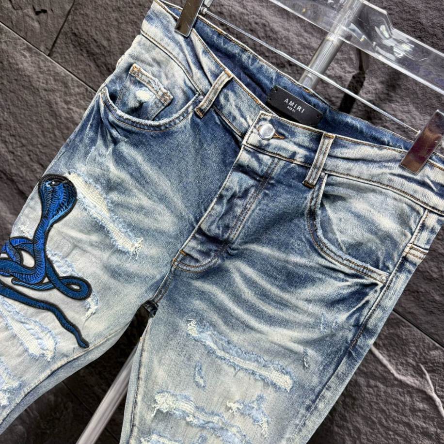 Amiri Men Blue Patch-Detail Jeans - AMIJ018
