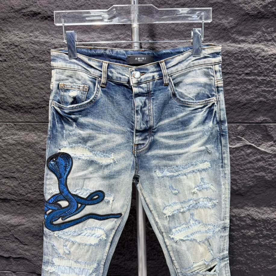 Amiri Men Blue Patch-Detail Jeans - AMIJ018
