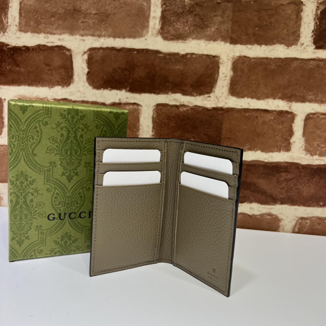 GUCCI PEBBLED CALFSKIN CARD HOLDER - WLG021 GUCCI Pebbled Calfskin Card Holder