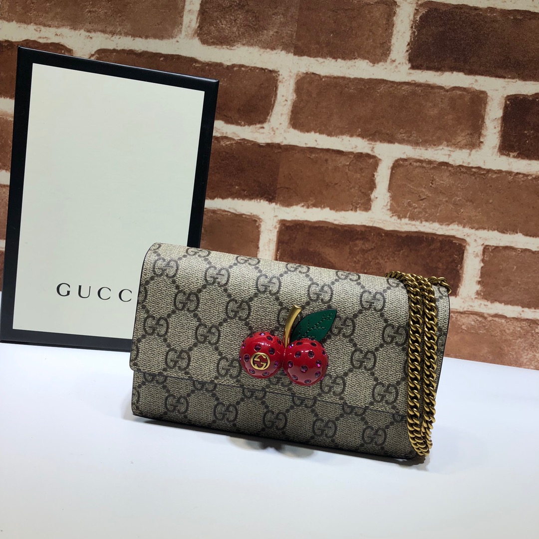 GUCCI GG SUPREME MINI CHERRY BAG - WLG024 GUCCI GG SUPREME MINI CHERRY BAG