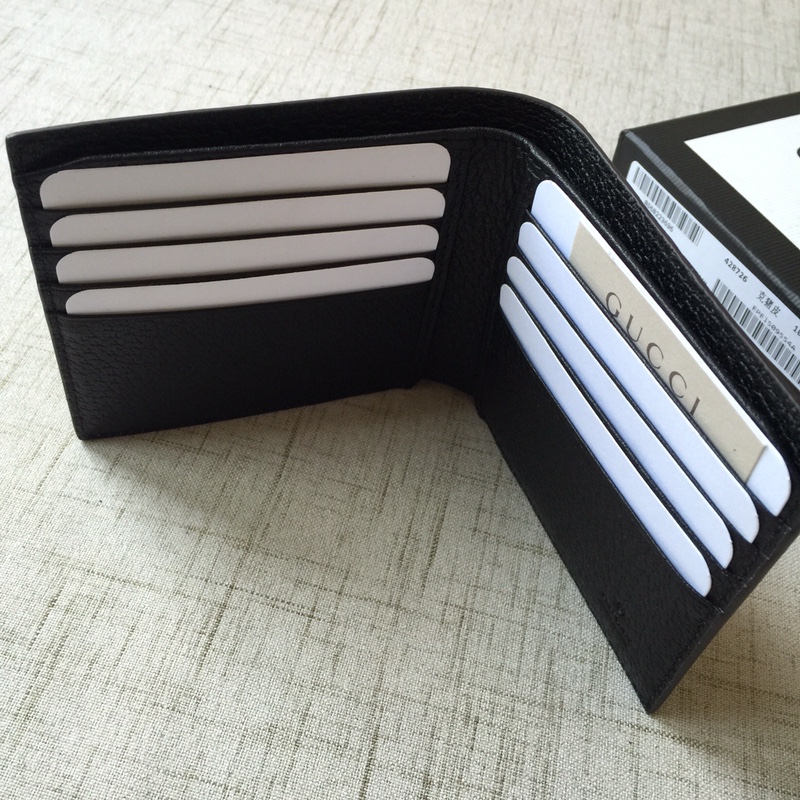 GG MARMONT LEATHER BI-FOLD WALLET IN BLACK- WLG025 GG MARMONT LEATHER BI-FOLD WALLET IN BLACK