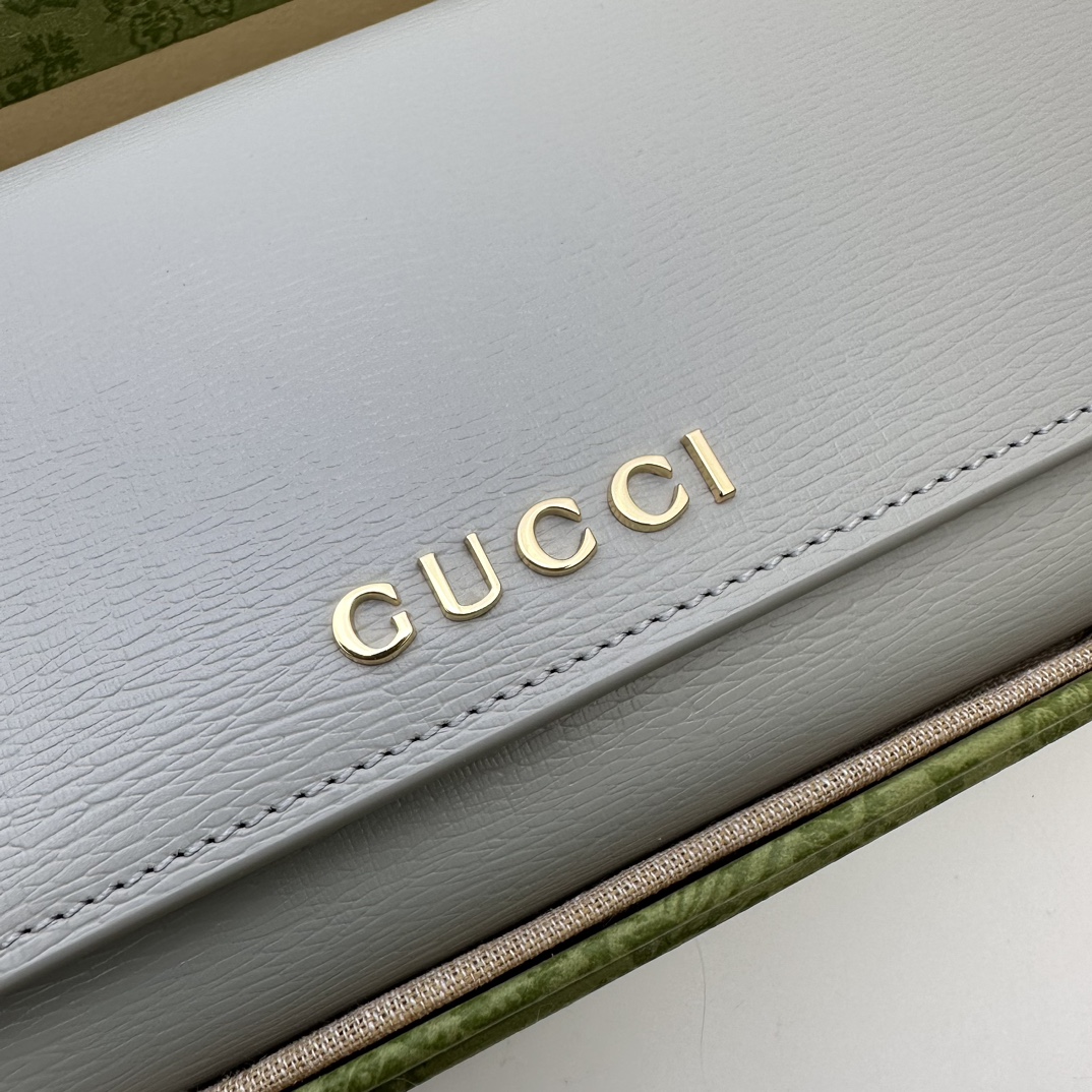 CONTINENTAL WALLET WITH SCRIPT LEATHER IN LIGHT GREY- WLG037 CONTINENTAL WALLET WITH SCRIPT LEATHER IN LIGHT GREY