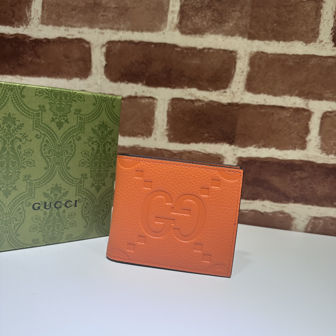 GUCCI EMBOSSED JUMBO GG LOGO WALLET IN ORANGE - WLG020 Gucci Embossed Jumbo GG Logo Wallet in Orange