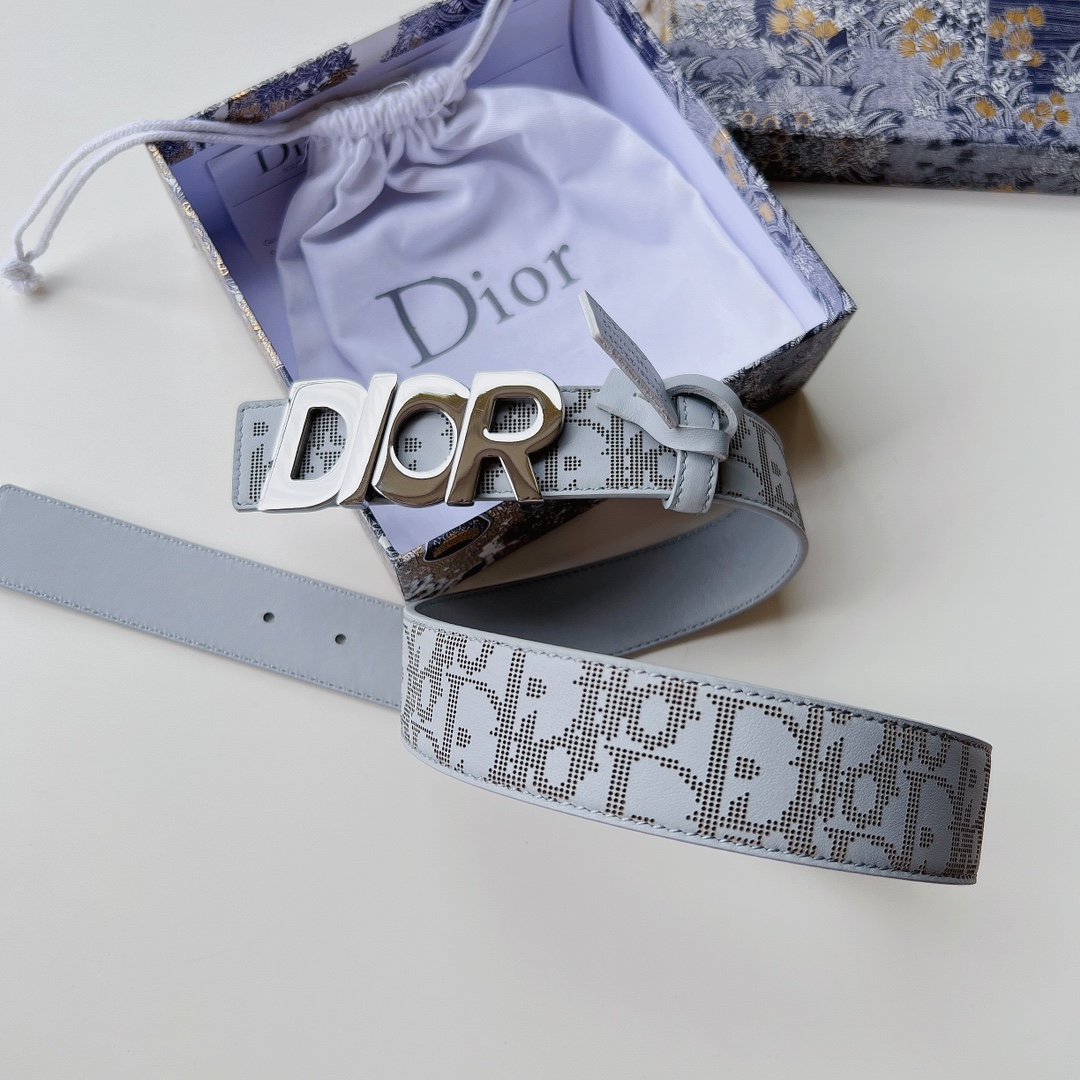 Dior Printed Silver Buckle Belt - DB019 Dior Printed Silver Buckle Belt