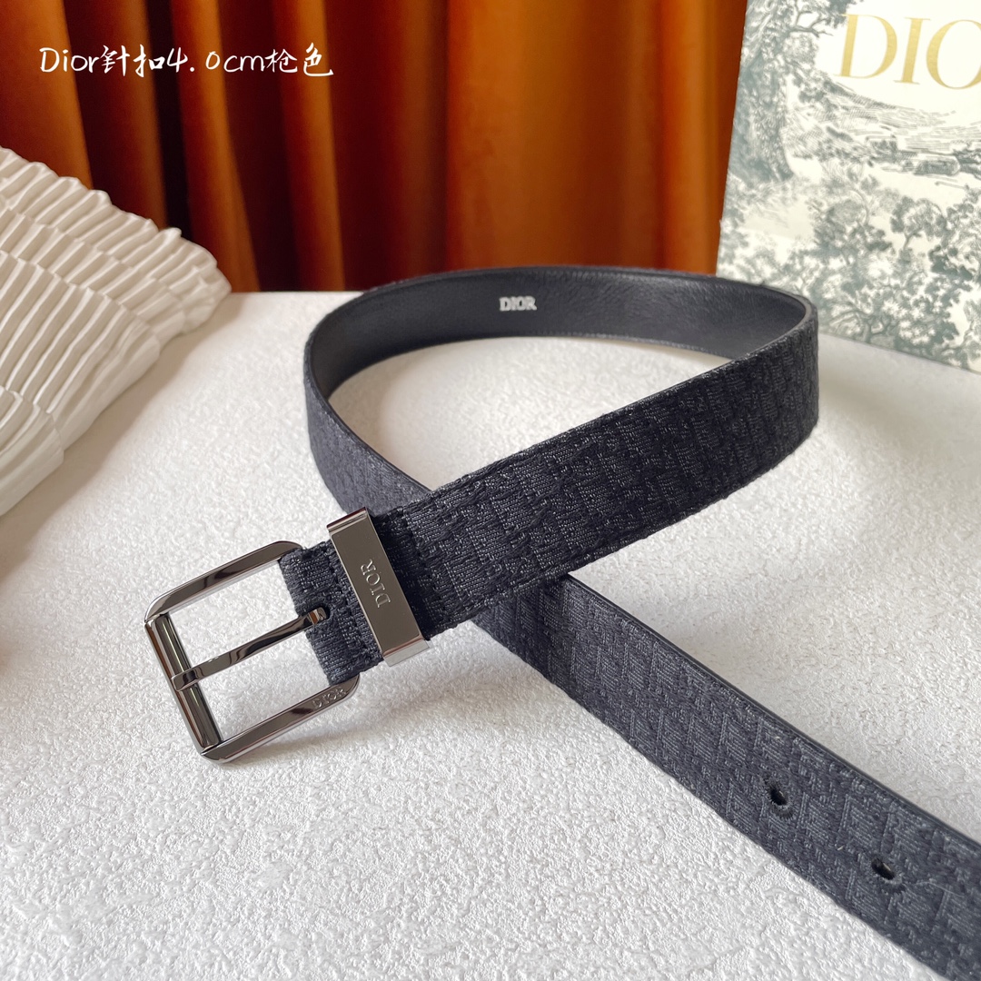 Black Dior Oblique Jacquard and Black Grained Calfskin Belt - DB026 Black Dior Oblique Jacquard and Black Grained Calfskin Belt