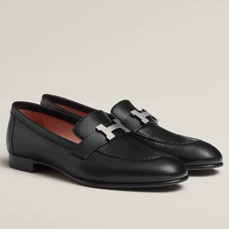 Hermes Men's Paris Loafers In Noir Calfskin - HM012 Hermes Men's Paris Loafers In Noir Calfskin