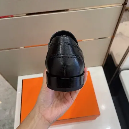 Hermes Men's Destin Loafers In Black Calfskin - HM047 Hermes Men's Destin Loafers In Black Calfskin