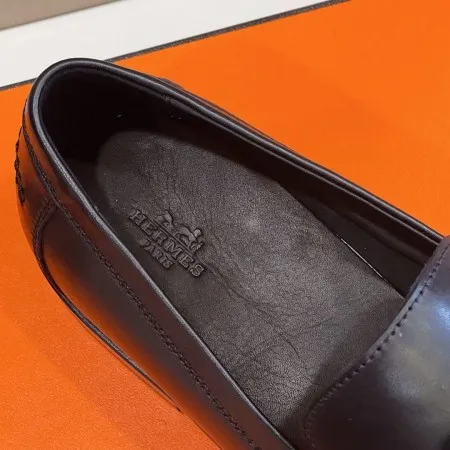 Hermes Men's Destin Loafers In Black Calfskin - HM047 Hermes Men's Destin Loafers In Black Calfskin