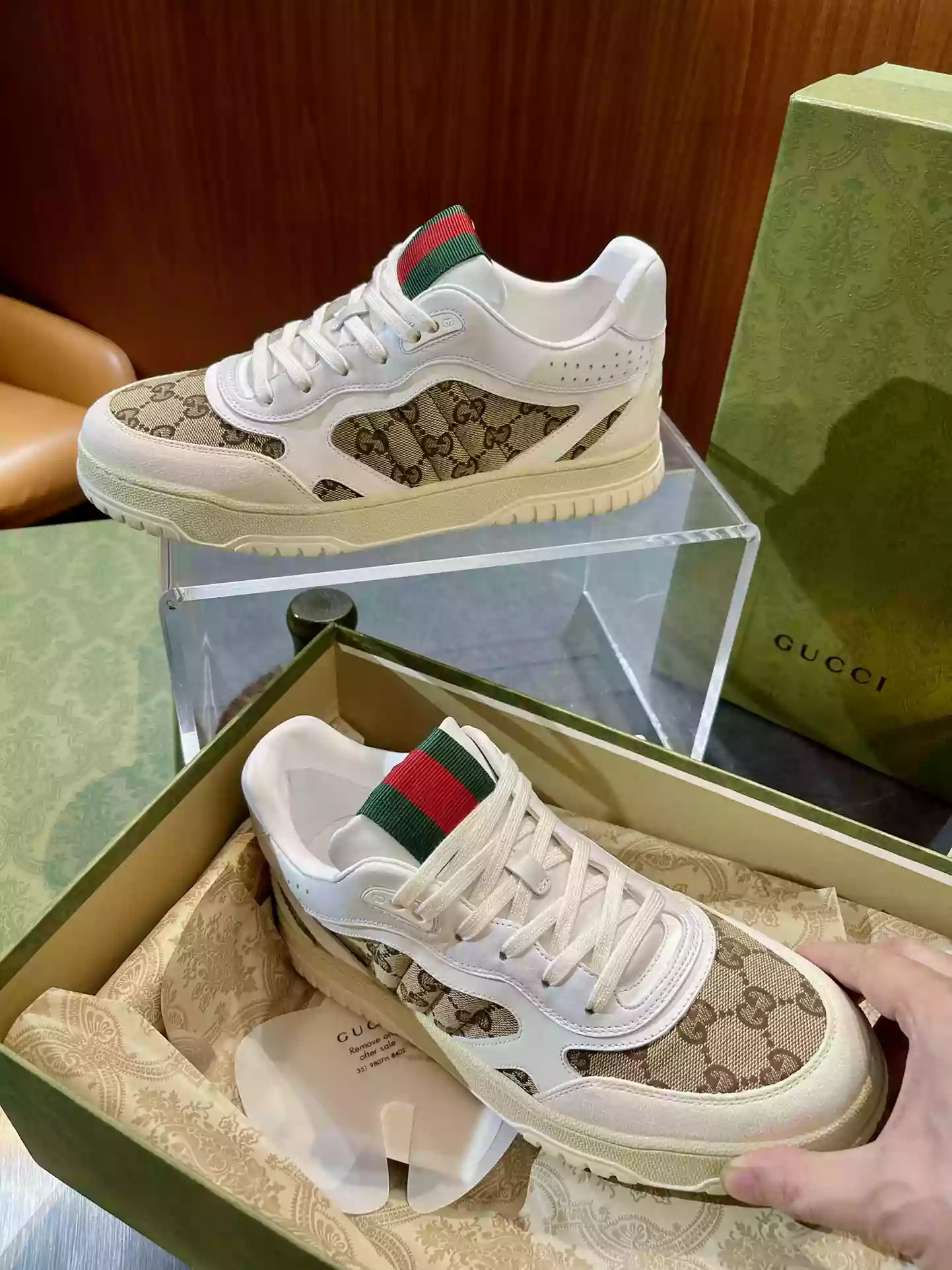 Gucci Re-Web Trainer White Sneakers - GCC208