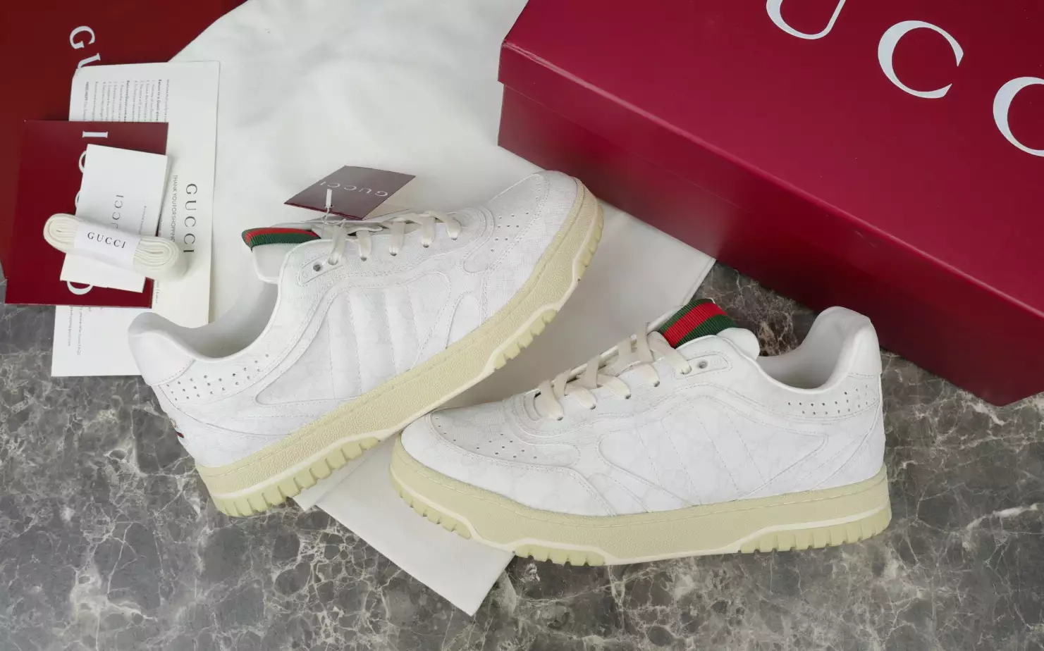Gucci Re-Web Trainer White Sneakers - GCC208
