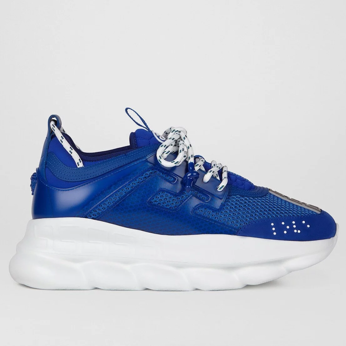 VERSACE WOMEN'S CHAIN REACTION SNEAKERS IN BLUE MESH - VSS026
