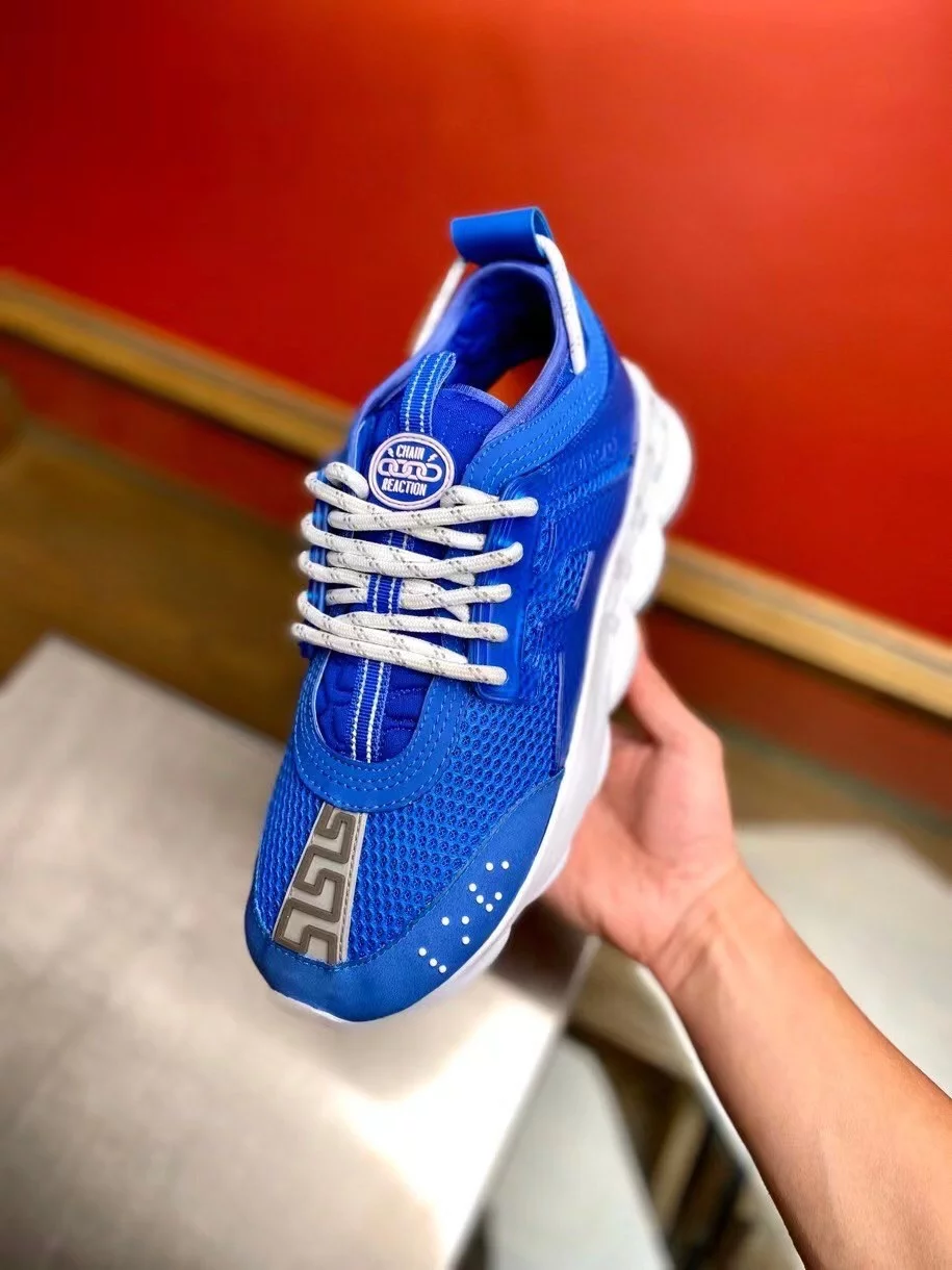 VERSACE WOMEN'S CHAIN REACTION SNEAKERS IN BLUE MESH - VSS026