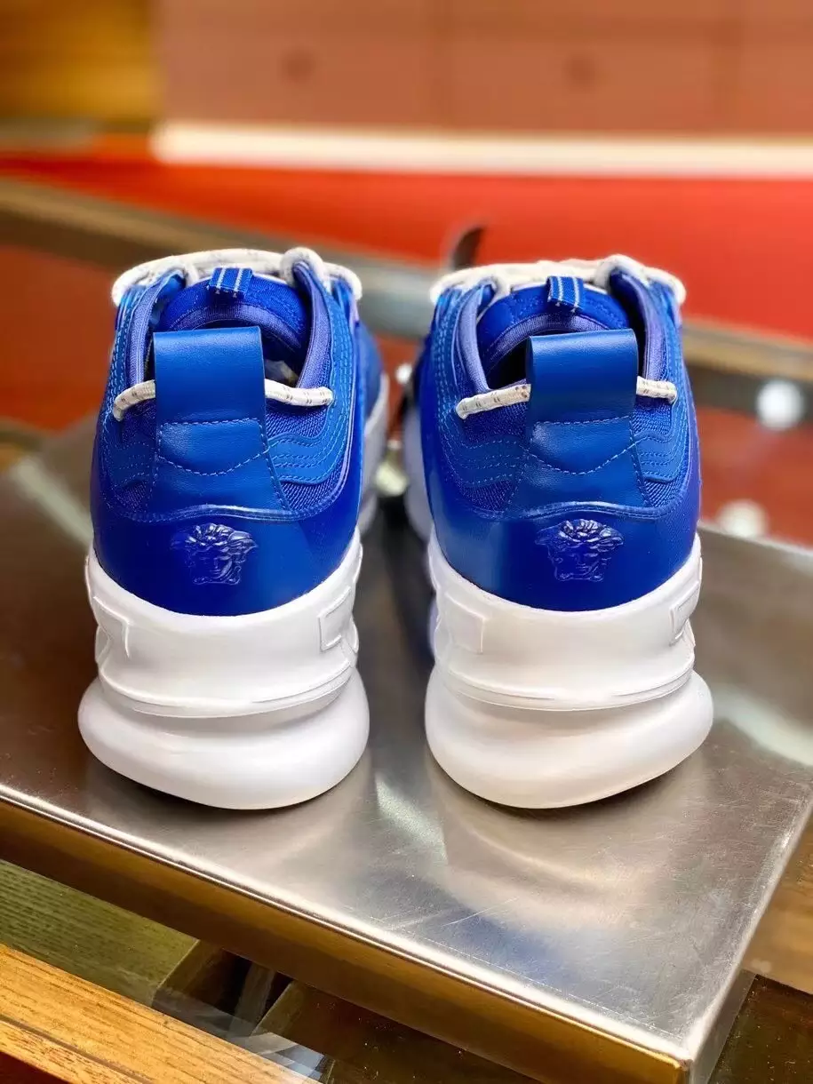 VERSACE WOMEN'S CHAIN REACTION SNEAKERS IN BLUE MESH - VSS026