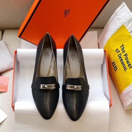 Hermes Pegase Ballerina Flats In Black Calfskin - HM078 Hermes Pegase Ballerina Flats In Black Calfskin