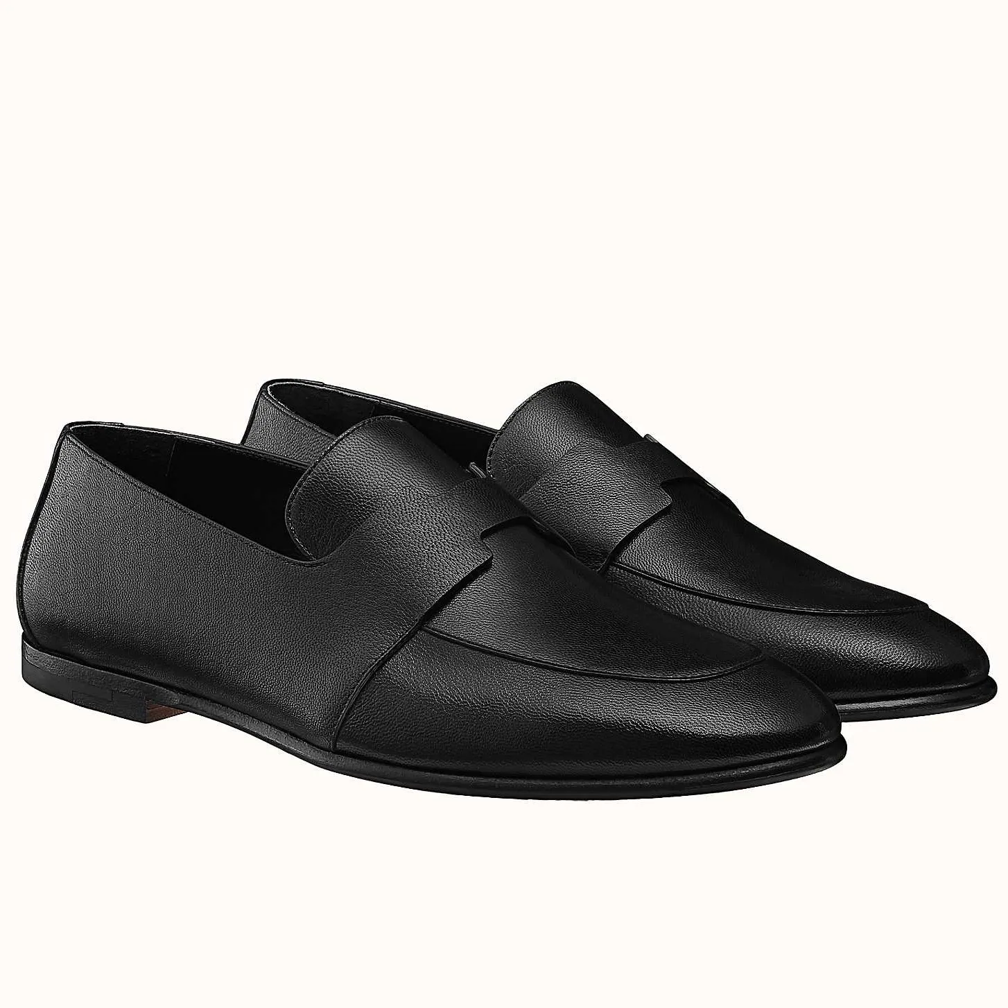 Hermes Women's Ancora Loafers In Black Goatskin - HM080 Hermes Women's Ancora Loafers In Black Goatskin