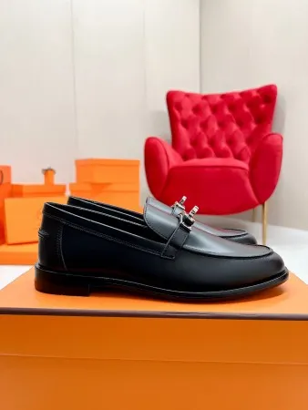 Hermes Women's Destin Loafers in Black Leather - HM073 Hermes Women's Destin Loafers in Black Leather
