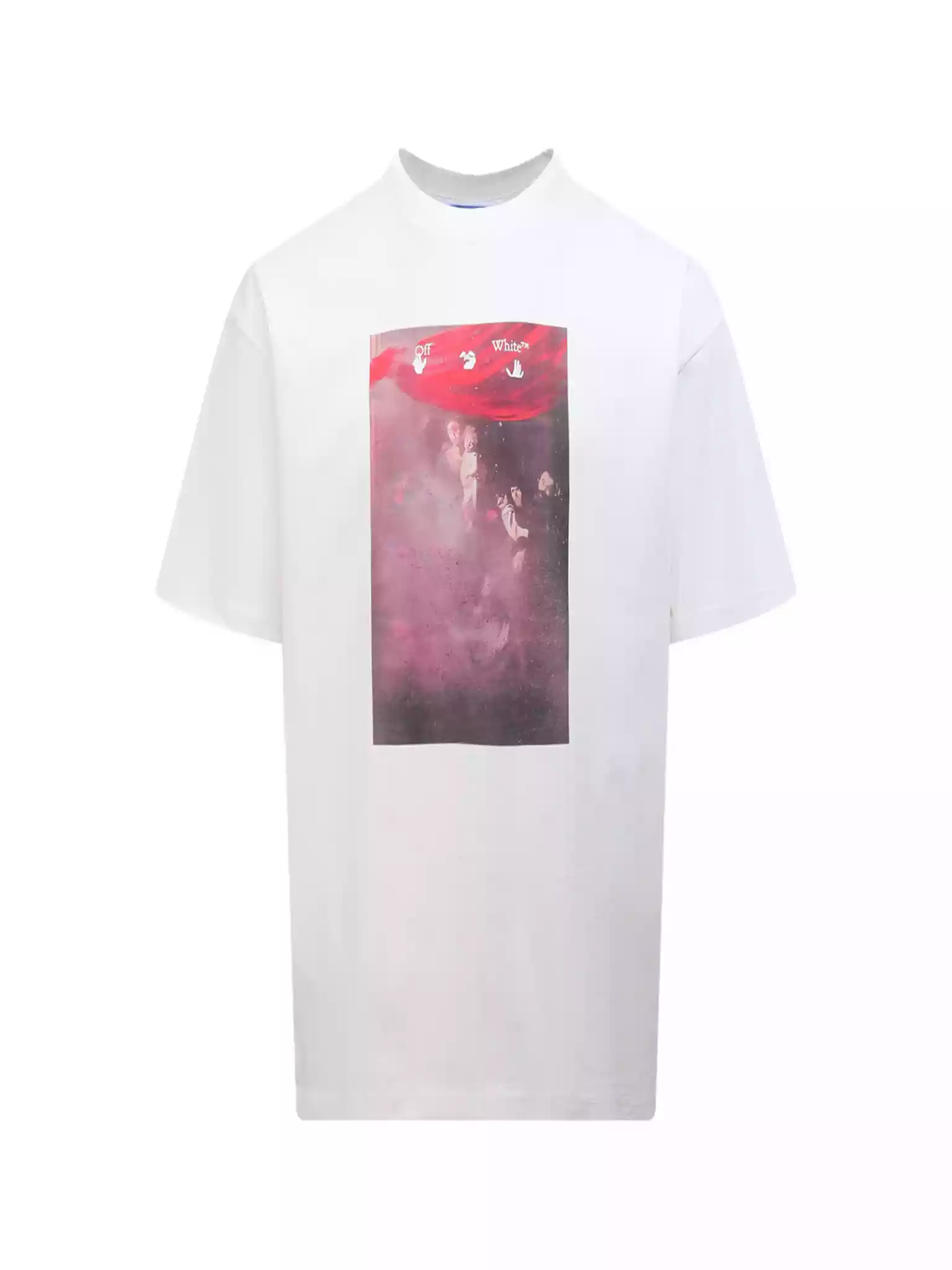 Off-White Sprayed Caravaggio Slim T-Shirt In White - OWS011 Off-White Sprayed Caravaggio Slim T-Shirt In White