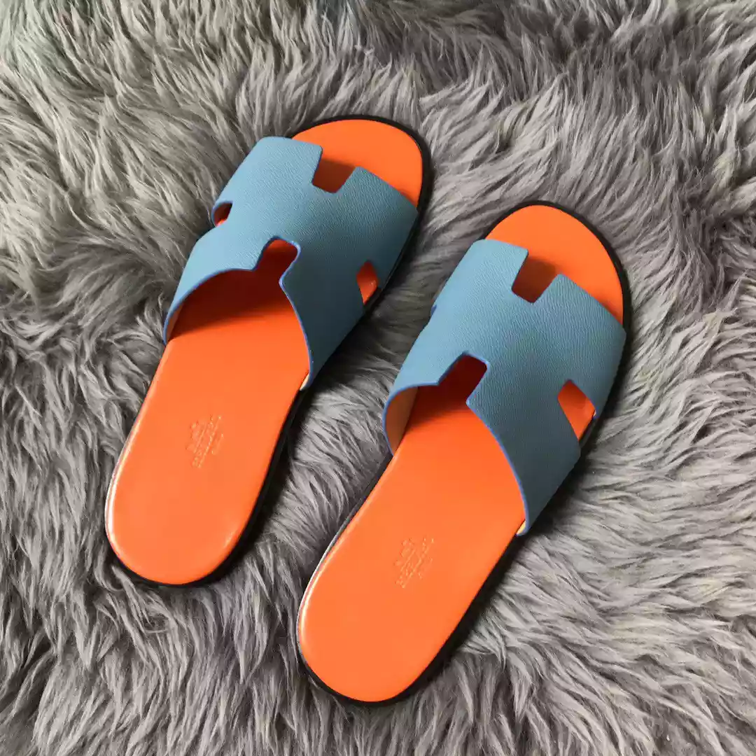 HERMES MEN'S IZMIR SANDALS IN BLUE EPSOM CALFSKIN - HMSD023