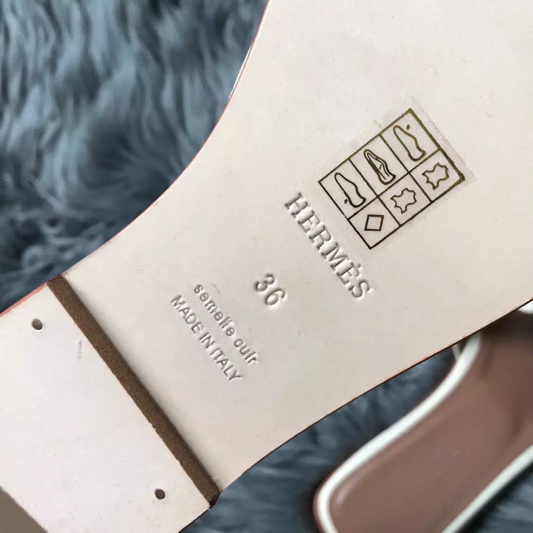 HERMES ORAN SLIDE SANDALS IN WHITE EPSOM CALFSKIN - HMSD089