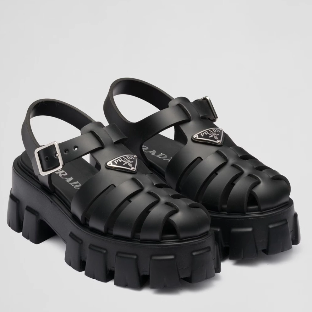 PRADA FOAM SANDALS IN BLACK RUBBER - PSD001