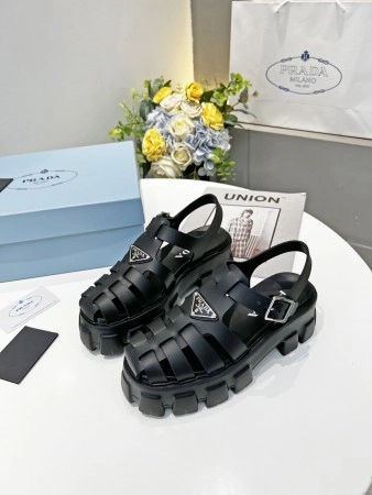 PRADA FOAM SANDALS IN BLACK RUBBER - PSD001
