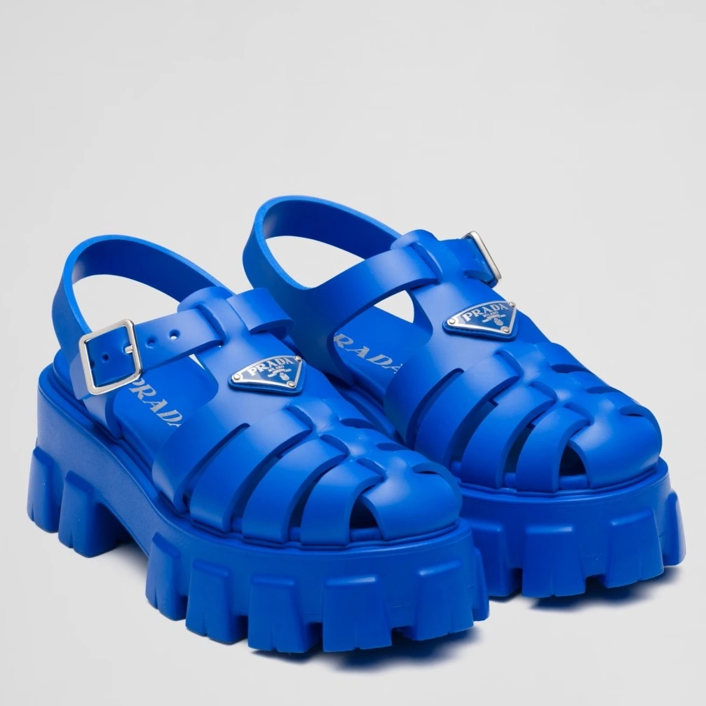 PRADA FOAM SANDALS IN BLUE RUBBER - PSD004