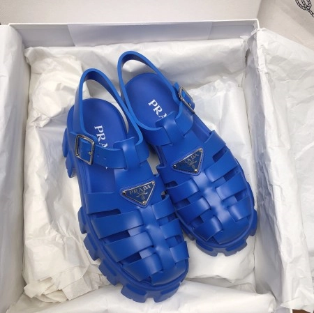 PRADA FOAM SANDALS IN BLUE RUBBER - PSD004