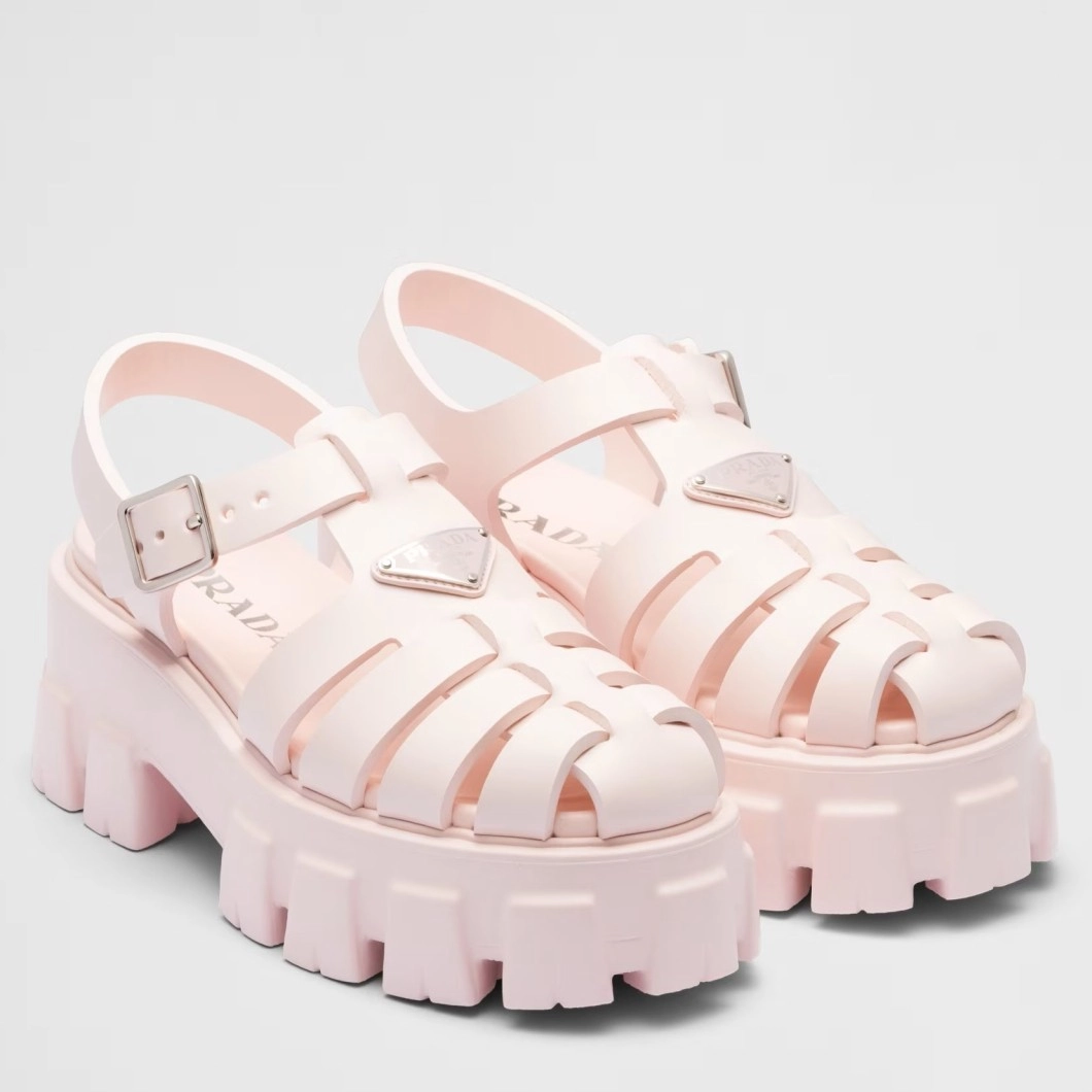 PRADA FOAM SANDALS IN LIGHT PINK RUBBER - PSD003