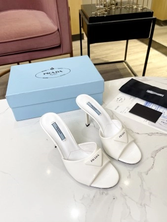 PRADA HEELED SANDALS 75MM IN WHITE BRUSHED LEATHER - PSD016