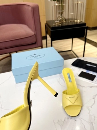 PRADA HEELED SANDALS 75MM IN YELLOW BRUSHED LEATHER - PSD015