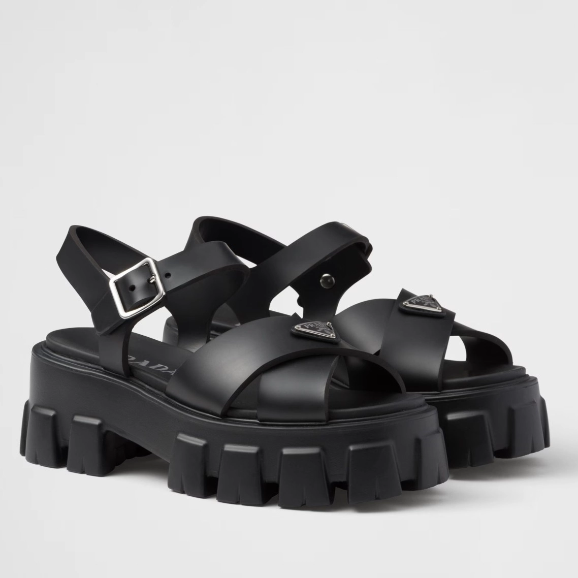PRADA MONOLITH SANDALS IN BLACK RUBBER - PSD021
