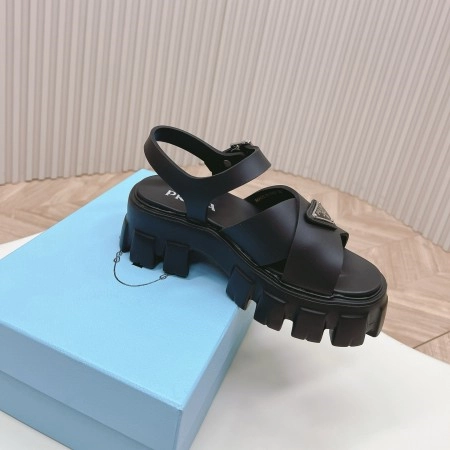 PRADA MONOLITH SANDALS IN BLACK RUBBER - PSD021