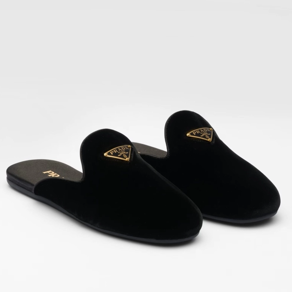 PRADA WOMEN'S SLIPPERS IN BLACK VELVET - PSD013