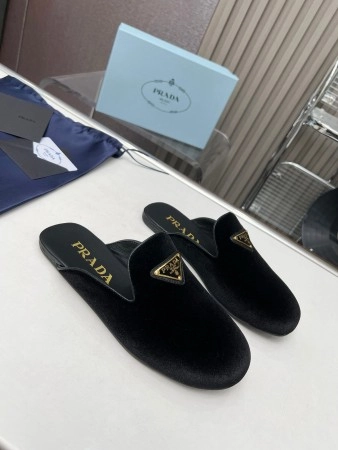 PRADA WOMEN'S SLIPPERS IN BLACK VELVET - PSD013