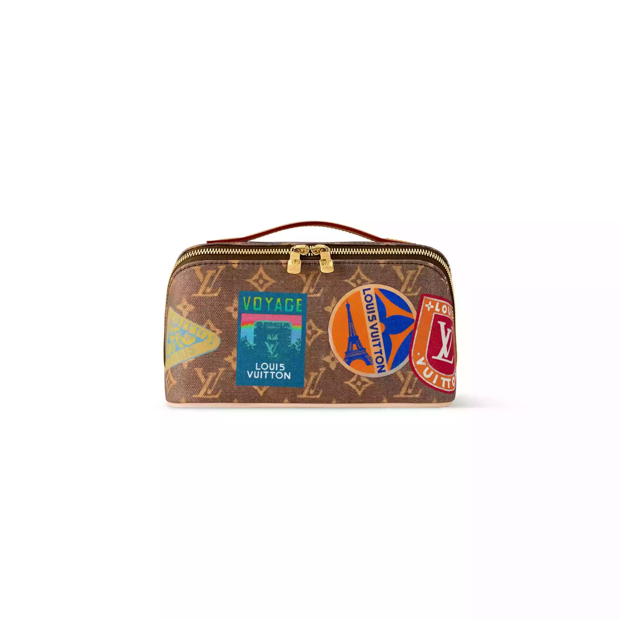 TOILETRY BAG 2 COMPARTMENTS BROWN MONOGRAM CANVAS - LW296 TOILETRY BAG 2 COMPARTMENTS BROWN MONOGRAM CANVAS