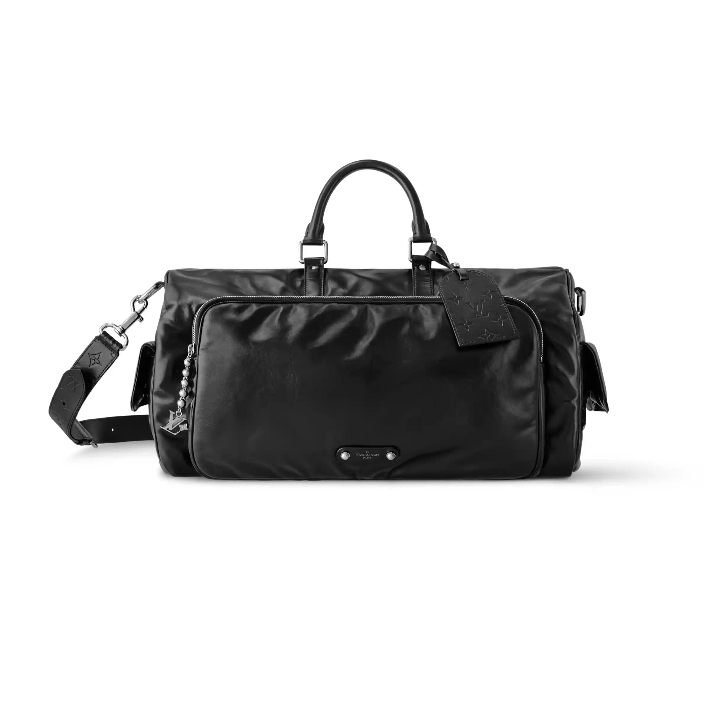 KEEPALL CARGO BANDOULIERE 50 BAG BLACK CALF LEATHER - LW308 KEEPALL CARGO BANDOULIERE 50 BAG BLACK CALF LEATHER