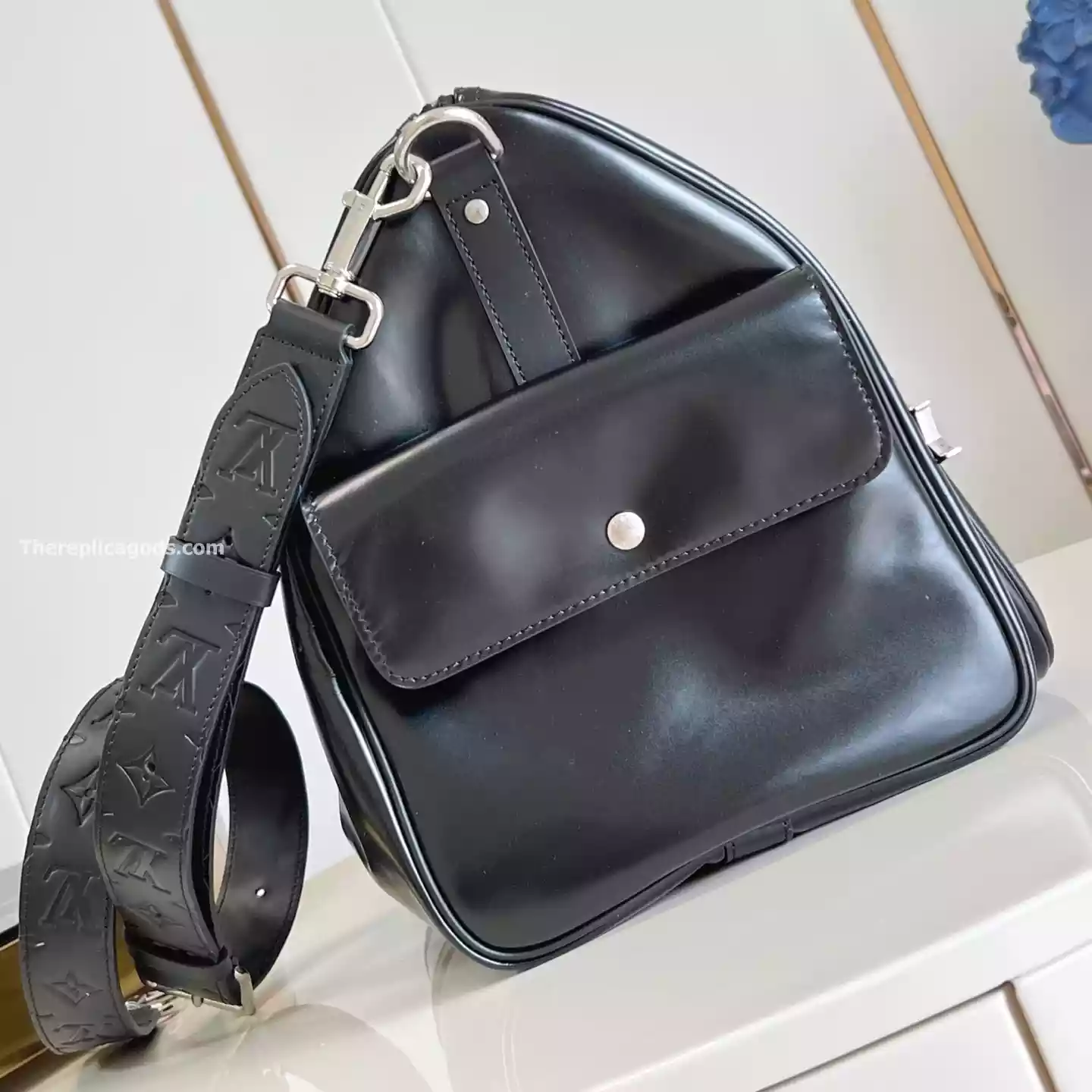 KEEPALL CARGO BANDOULIERE 50 BAG BLACK CALF LEATHER - LW308 KEEPALL CARGO BANDOULIERE 50 BAG BLACK CALF LEATHER