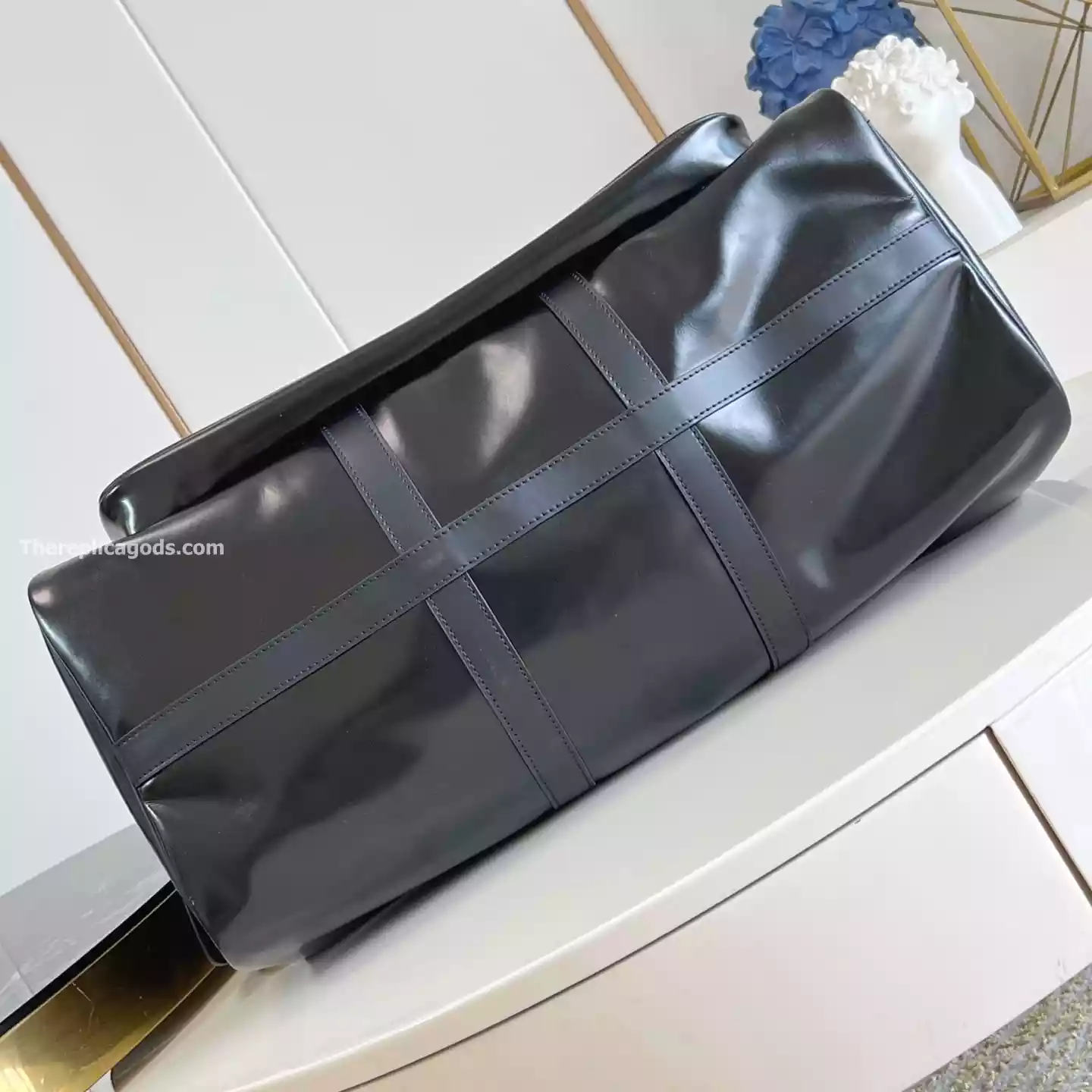 KEEPALL CARGO BANDOULIERE 50 BAG BLACK CALF LEATHER - LW308 KEEPALL CARGO BANDOULIERE 50 BAG BLACK CALF LEATHER