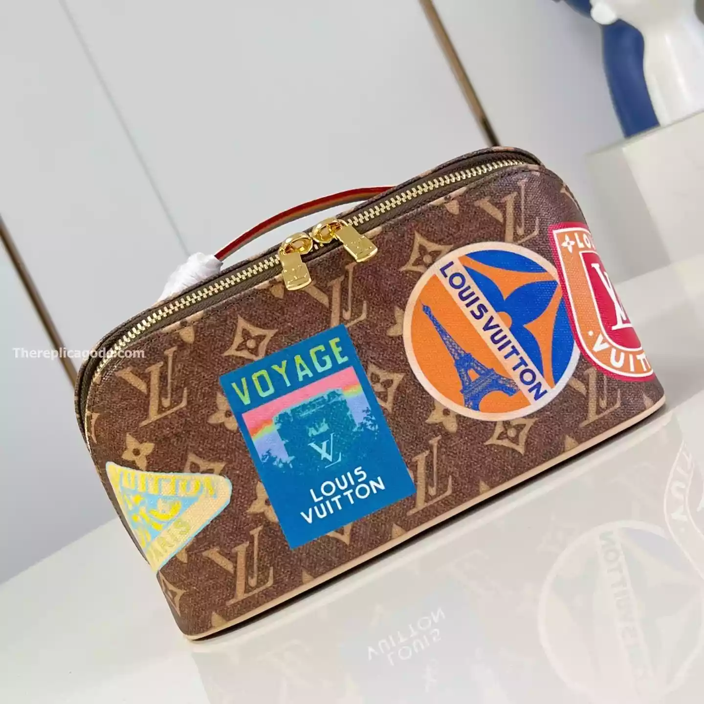 TOILETRY BAG 2 COMPARTMENTS BROWN MONOGRAM CANVAS - LW296 TOILETRY BAG 2 COMPARTMENTS BROWN MONOGRAM CANVAS