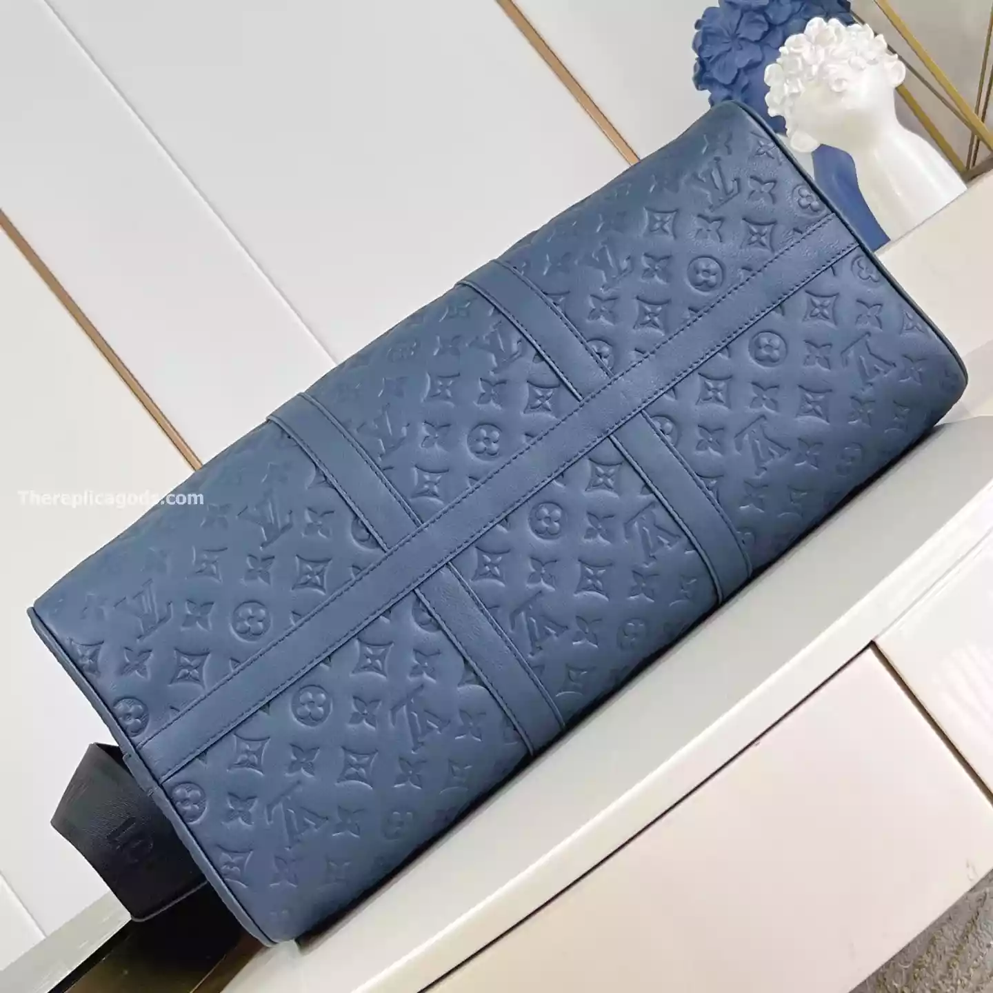 KEEPALL BANDOULIERE 50 BAG NAVY BLUE MONOGRAM SHADOW - LW313 KEEPALL BANDOULIERE 50 BAG NAVY BLUE MONOGRAM SHADOW