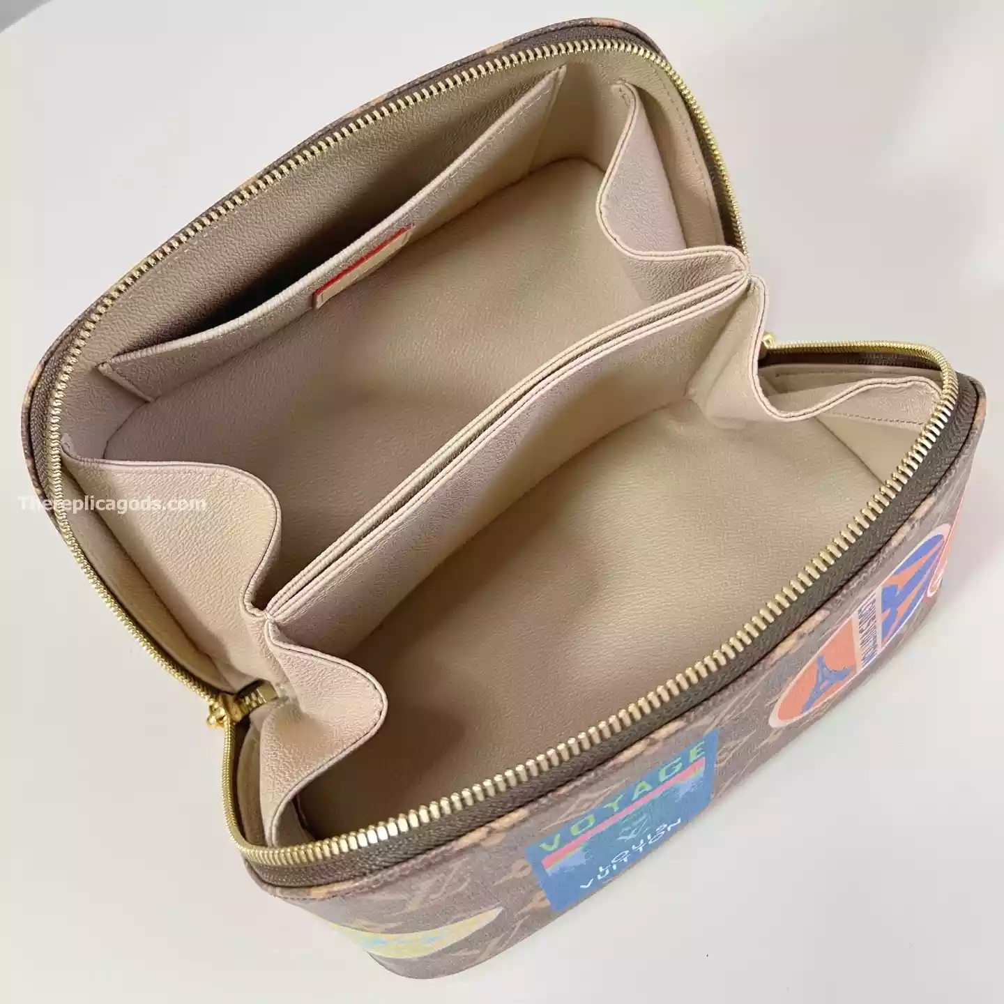 TOILETRY BAG 2 COMPARTMENTS BROWN MONOGRAM CANVAS - LW296 TOILETRY BAG 2 COMPARTMENTS BROWN MONOGRAM CANVAS