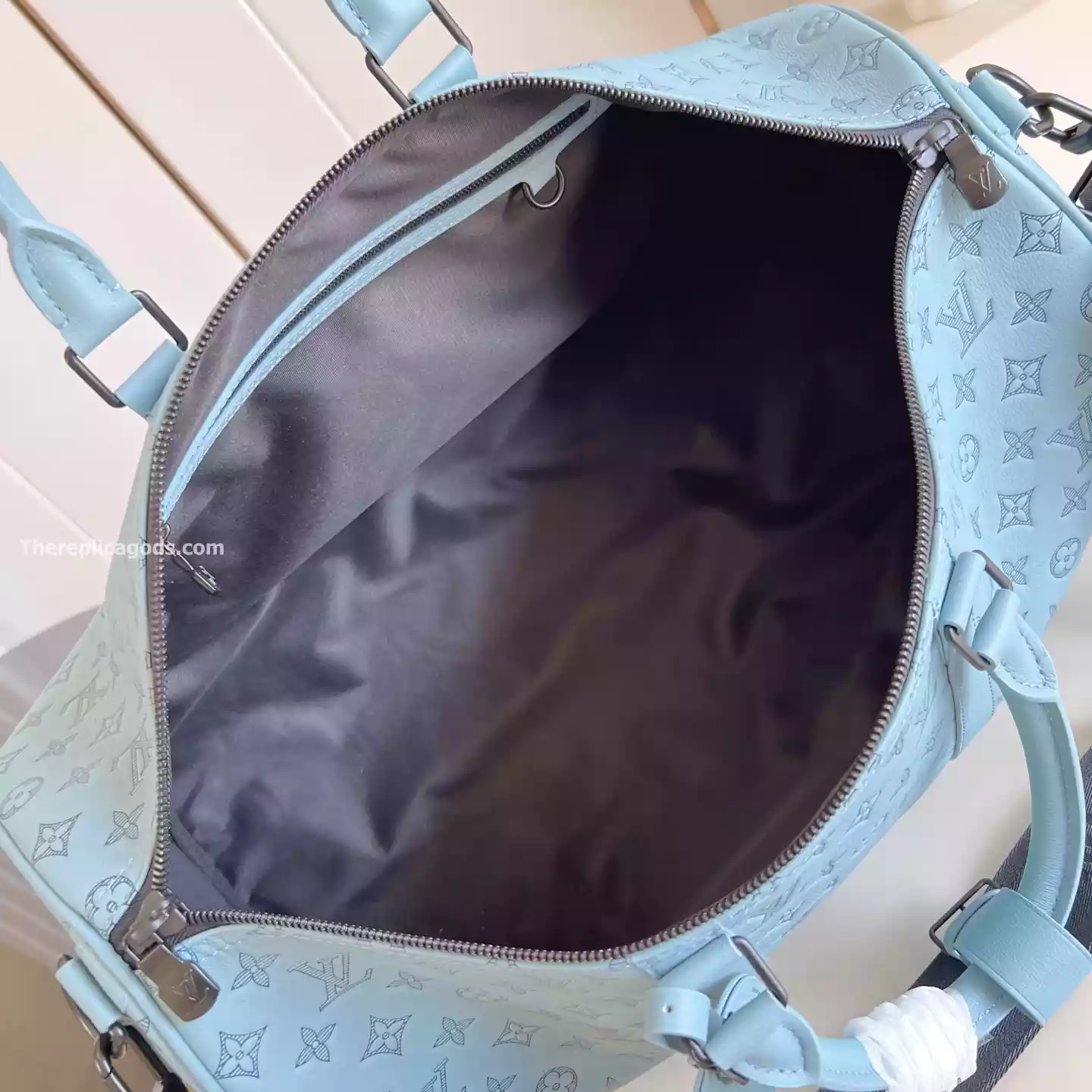 KEEPALL BANDOULIERE 50 BAG SKY BLUE MONOGRAM SHADOW - LW314 KEEPALL BANDOULIERE 50 BAG SKY BLUE MONOGRAM SHADOW