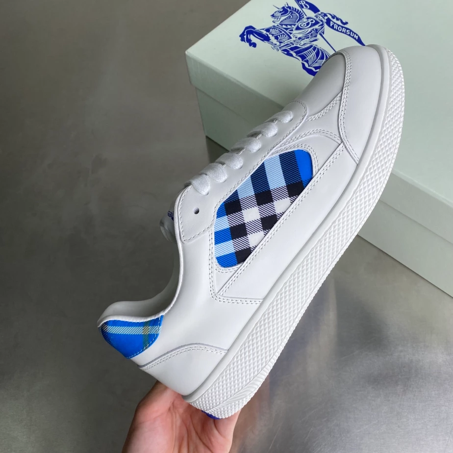 BURBERRY LEATHER AND CHECK TERRACE SNEAKERS - BBR035